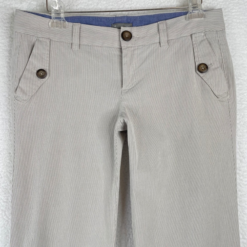 Gap Hip Slung Fit Flared Leg Pinstripe Pants Tan White Size 10 Regular